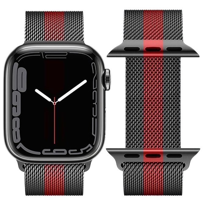 Hoco iWatch WA03 Simple beauty series milanese steel strap(42/44/45/49mm) black and red