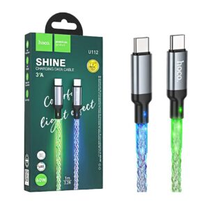 Hoco U112 Shine 60W charging data cable for Type-C to Type-C gray