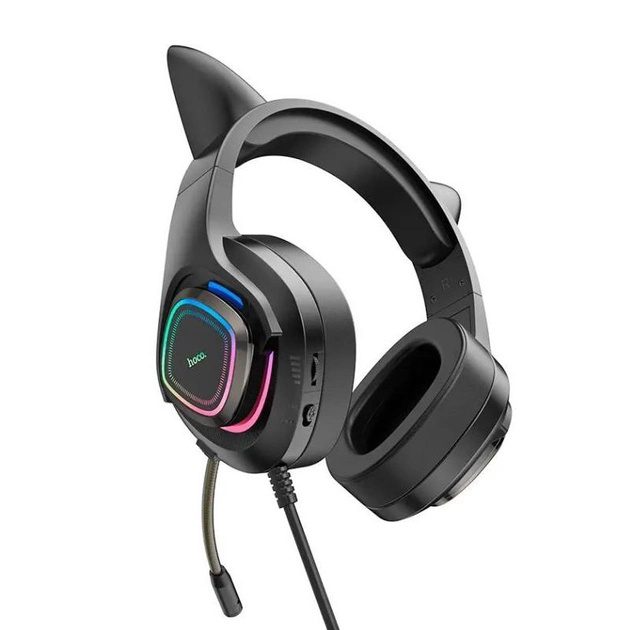 Hoco W107 Cute cat luminous cat ear gaming headphones elf cat - imagine 2