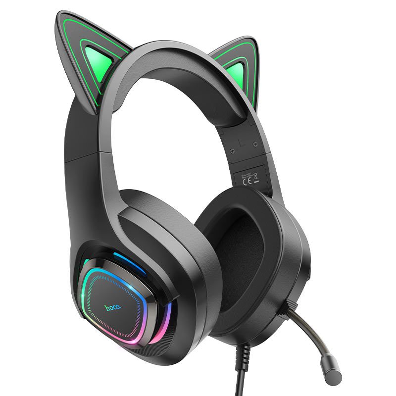 Hoco W107 Cute cat luminous cat ear gaming headphones elf cat