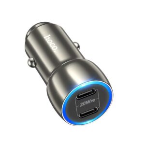 Hoco Z48 Tough 40W dual port(2C) car charger metal gray