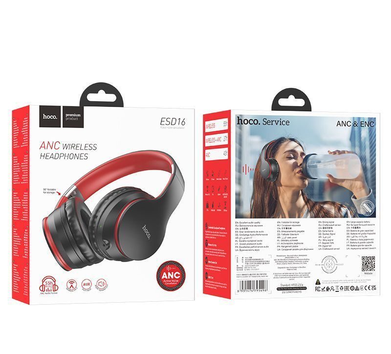 Hoco ESD16 Excellent BT headphones black red - imagine 4