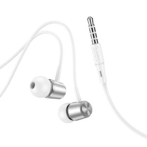 Hoco M108 Spring metal universal earphones with mic silver