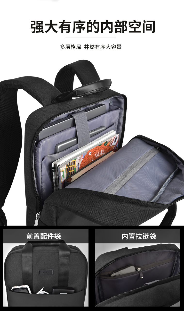WIWU Minimalist Backpack Gray - imagine 4