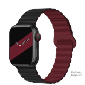 Hoco WA22 Flexible series magnetic silicone strap for iWatch(42/44/45/49mm) black with burgundy