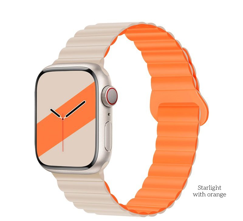 Hoco WA22 Flexible series magnetic silicone strap for iWatch(42/44/45/49mm) black with burgundy - imagine 4