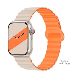 Hoco WA22 Flexible series magnetic silicone strap for iWatch(38/40/41mm) starlight with orange