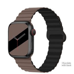 Hoco WA22 Flexible series magnetic silicone strap for iWatch(42/44/45/49mm) chocolate with black