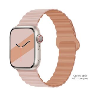 Hoco WA22 Flexible series magnetic silicone strap for iWatch(42/44/45/49mm) oxford pink with rose gr