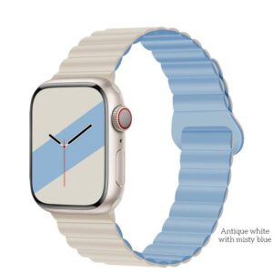 Hoco WA22 Flexible series magnetic silicone strap for iWatch(38/40/41mm) antique white with misty bl
