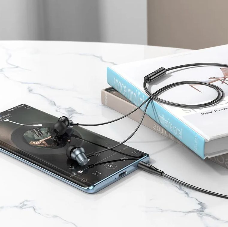 Hoco M110 Encourage metal universal earphones with mic metal gray - imagine 4
