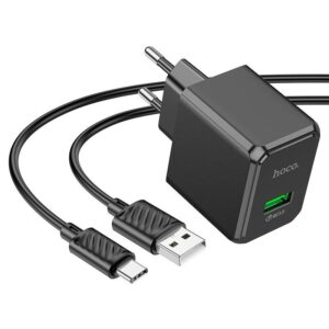 Hoco CS12A Ocean single port QC3.0 charger set(Type-C)(EU) black