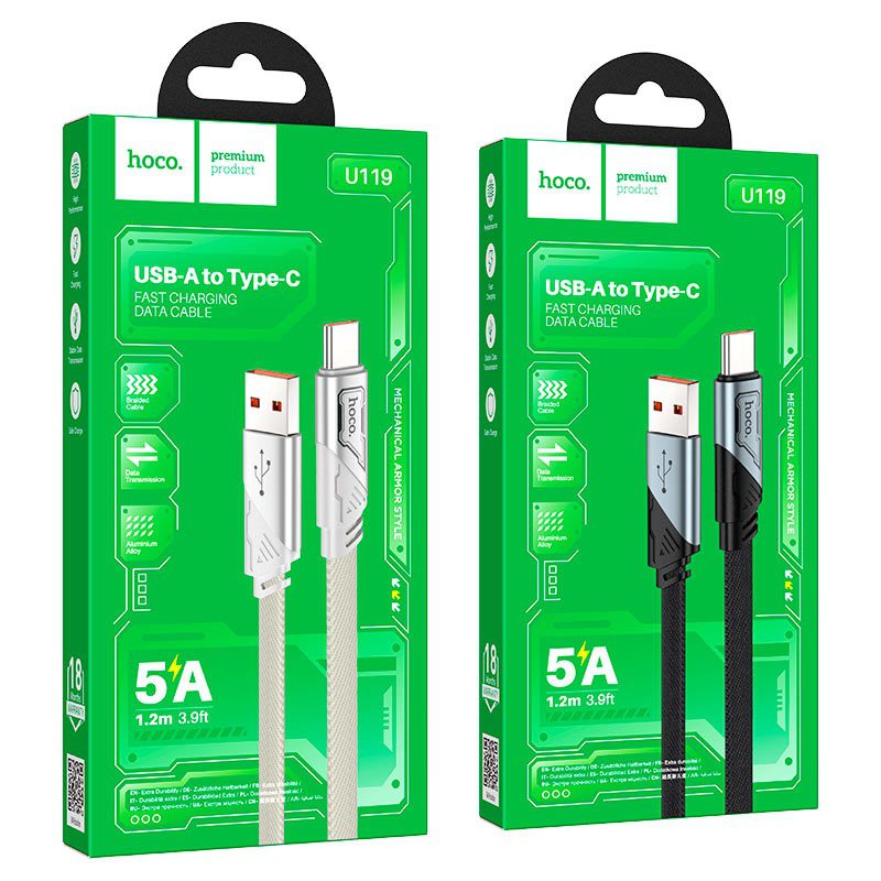 Hoco U119 5A Machine charging data cable Type-C black - imagine 2