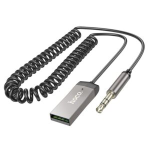 Hoco E78 Benefit car AUX BT receiver with cable metal gray