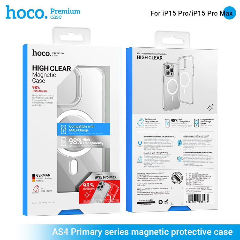 Hoco Primary series magnetic protective case for iP15 Plus(AS4) transparent - imagine 2
