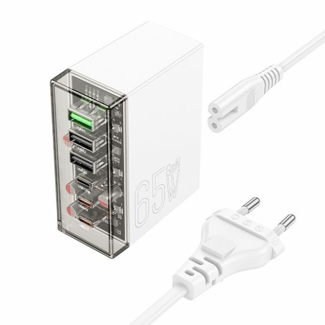 Hoco N36 Fuerza six-port PD65W(3C3A) charger(EU) white - imagine 2