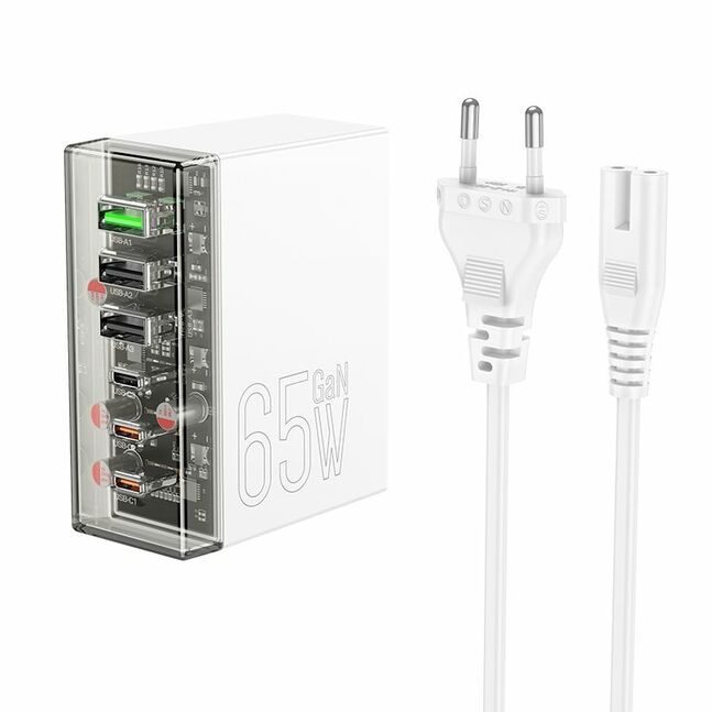 Hoco N36 Fuerza six-port PD65W(3C3A) charger(EU) white