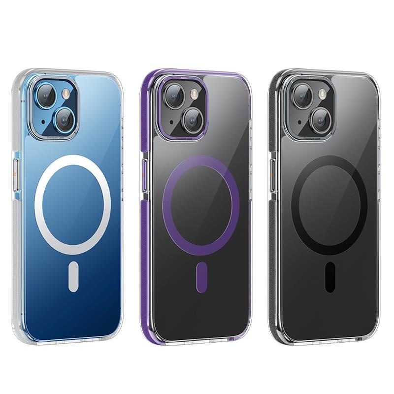 Hoco Transparent anti-fall magnetic protective case iP15 Pro(AS6) transparent black - imagine 2