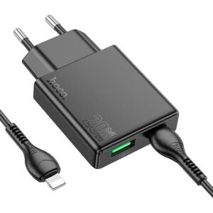 Hoco N38 Delgado dual port PD20W+QC3.0 charger(EU) black