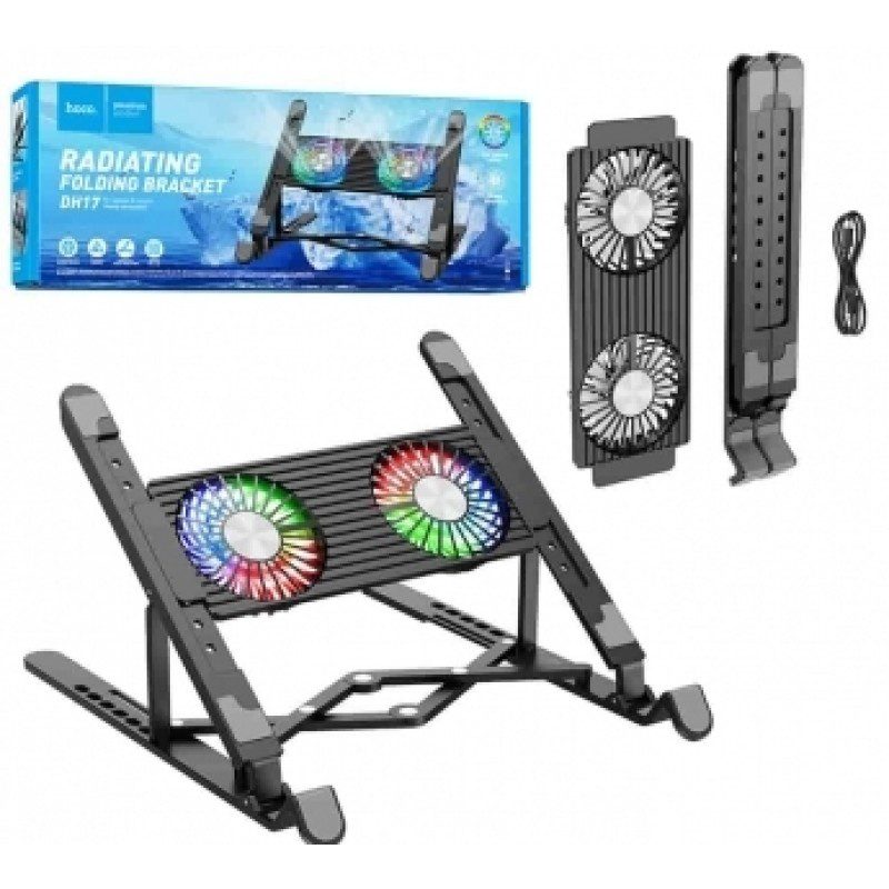 Hoco DH17 Brilliant heat dissipation folding notebook stand black - imagine 2