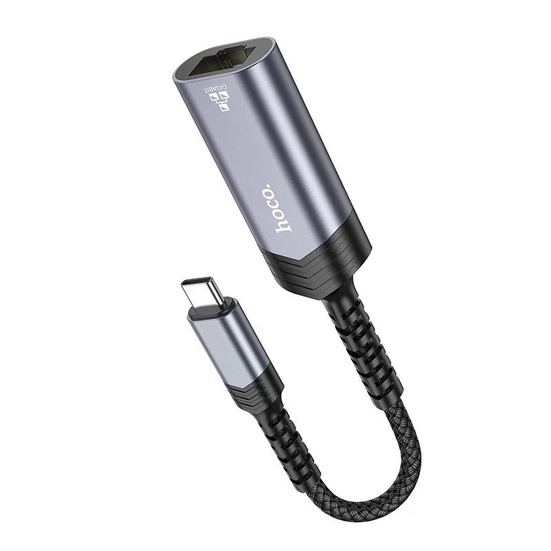 Hoco UA26 Type-C ethernet adapter(100 Mbps) metal gray - imagine 2