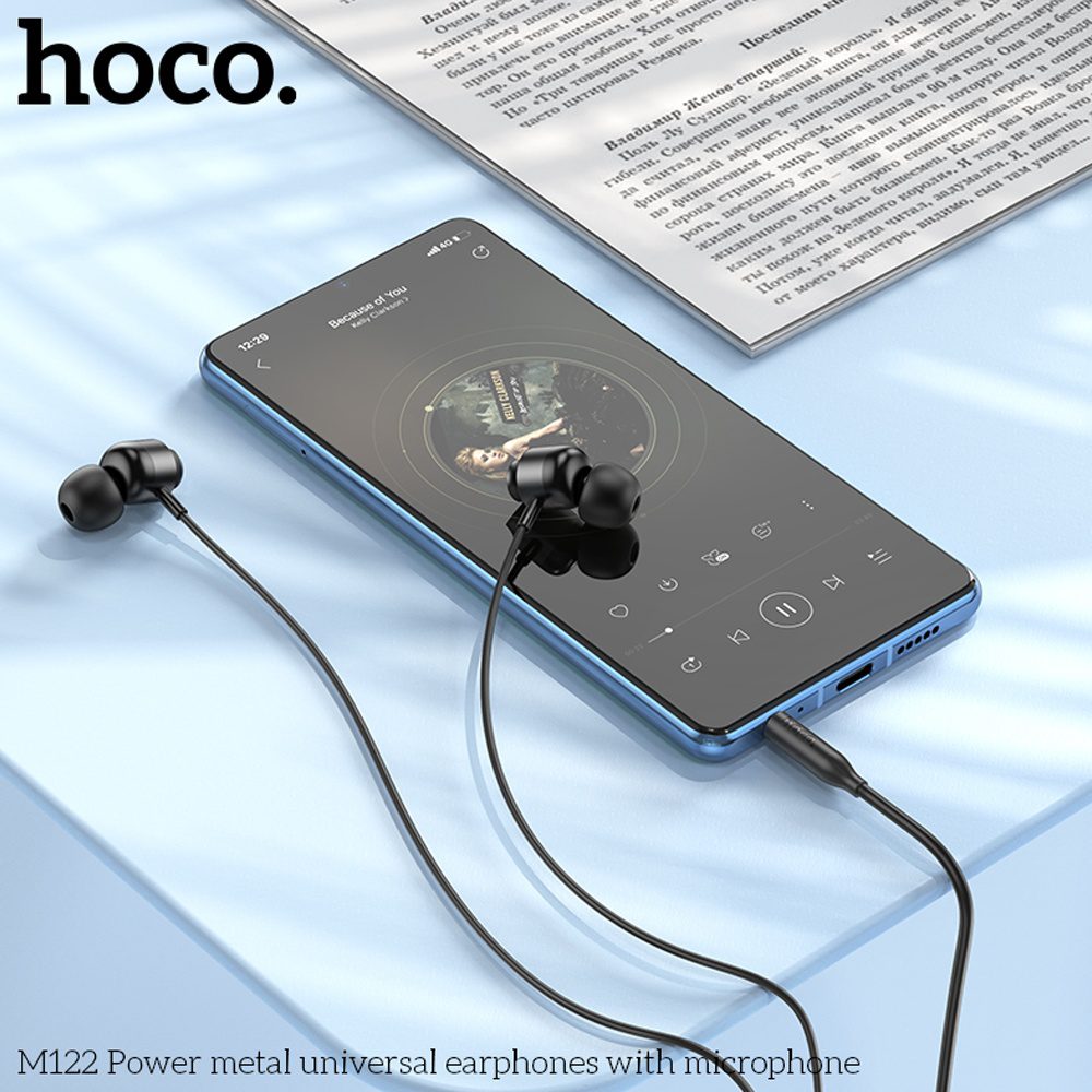 Hoco M122 Power metal universal digital earphones with microphone Type-C black - imagine 3