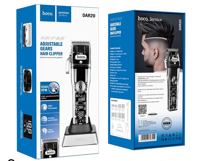 Hoco DAR20 Lucky transparent electric hair clipper black