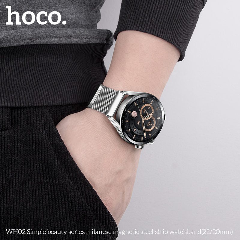 Hoco WH02 Simple beauty series milanese magnetic steel strip watchband(22mm) black - imagine 4