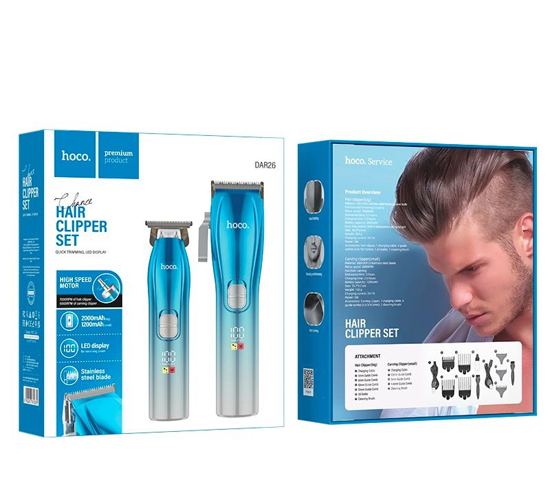 Hoco DAR26 Chance hair clipper set blue - imagine 2