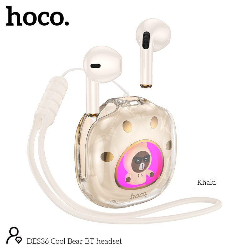 Hoco DES36 Cool Bear BT headset khaki - imagine 4