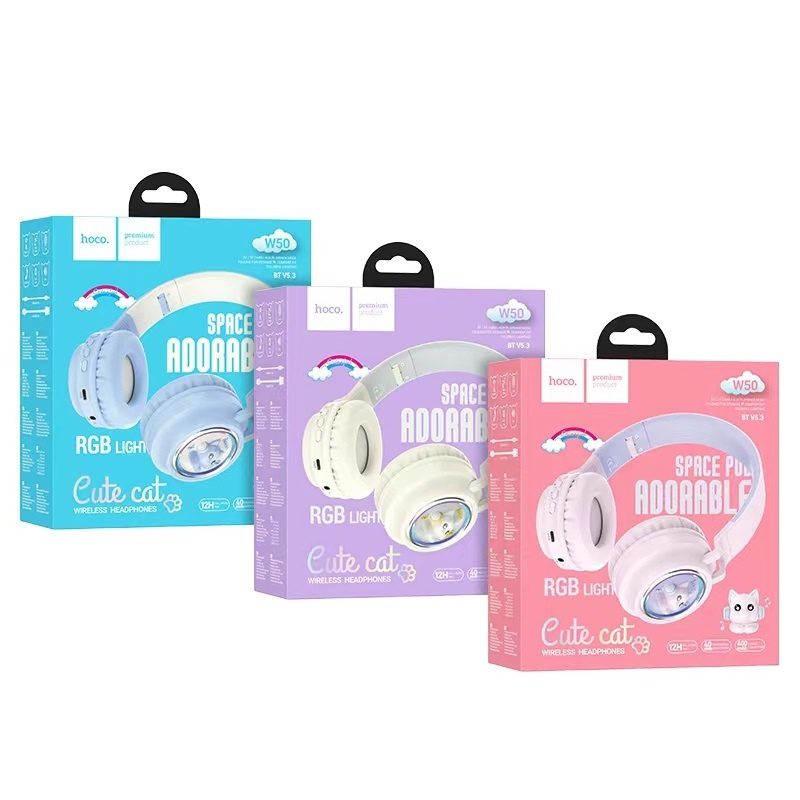 Hoco W50 Cute fun BT headphones blue - imagine 3