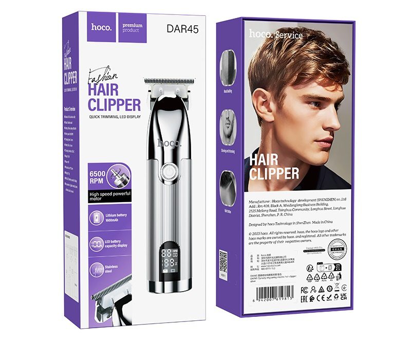 Hoco DAR45 Dynasty engraving electric hair clipper silver - imagine 4