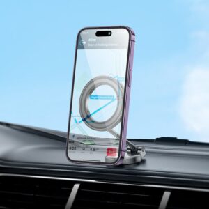 Hoco H51 Advantage metal ring magnetic car holder(center console) metal gray