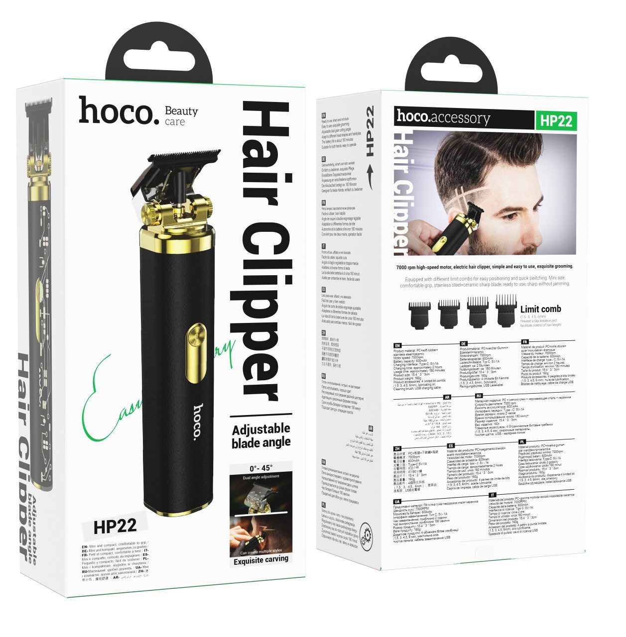 Hoco HP22 Retro engraving electric hair clipper black - imagine 4