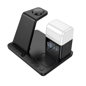 Hoco CQ9 Crown 3-in-1 night light wireless fast charger with clock black