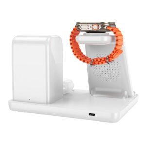 Hoco CQ9 Crown 3-in-1 night light wireless fast charger with clock white