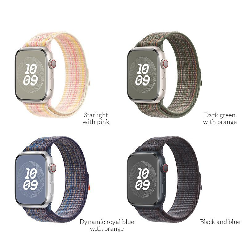 Hoco iWatch WA25 Original series nylon strap(42/44/45/49mm) dynamic royal blue with orange - imagine 2