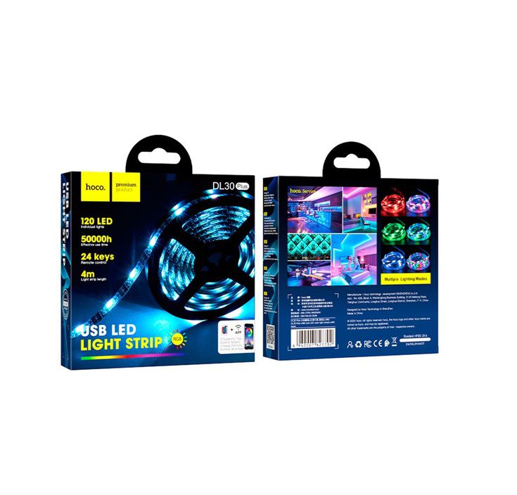 Hoco DL30 Plus USB cool LED color light strip(L=4M) black - imagine 4