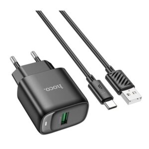 Hoco C140A Smart single port QC3.0 charger set(Type-C)(EU) black