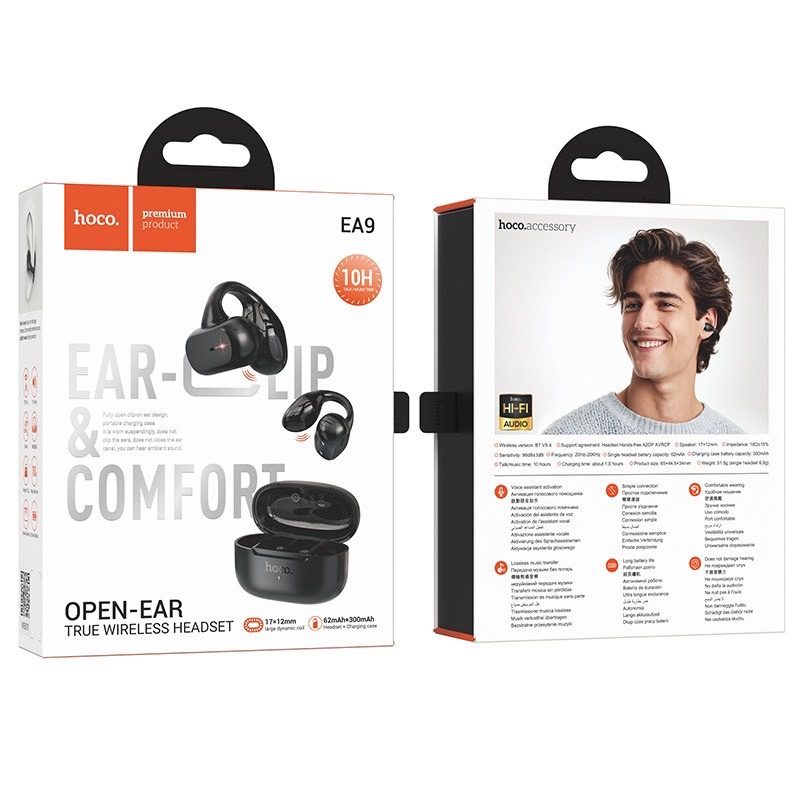 Hoco EA9 Clear sound clip-on true wireless BT headset milky white - imagine 3