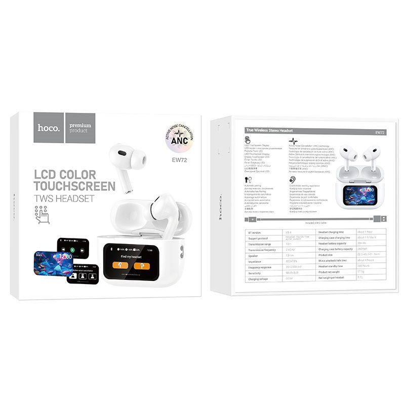 Hoco EW72 Soar true wireless ANC Noise Reduction touch screen BT headset white - imagine 4