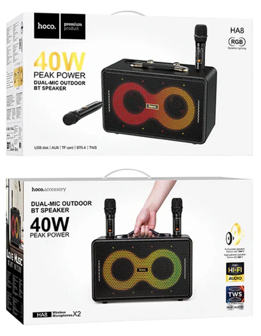 Hoco HA8 Ave wireless dual-mic outdoor BT speaker black - imagine 6