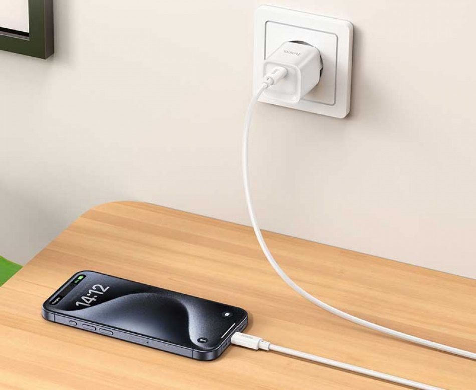 Hoco C146A Charm single port PD20W charger set(C to C)(EU) white - imagine 2
