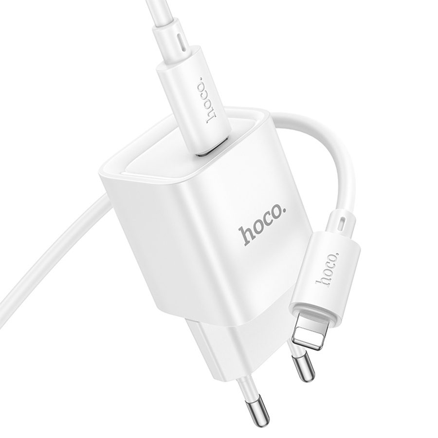 Hoco C146A Charm single port PD20W charger set(C to C)(EU) white - imagine 4