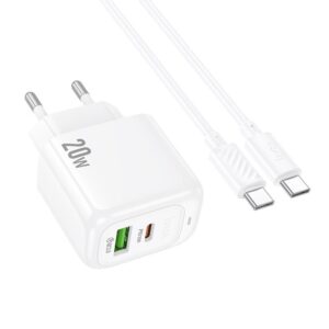 Hoco CS54A Surplus PD20W+QC3.0 charger set(C to C)(EU) white