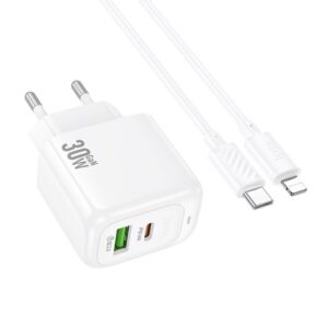Hoco CS55A Surplus PD30W+QC3.0 charger set(C to iP)(EU) white