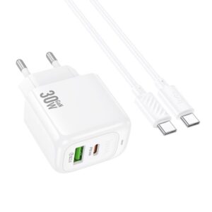 Hoco CS55A Surplus PD30W+QC3.0 charger set(C to C)(EU) white