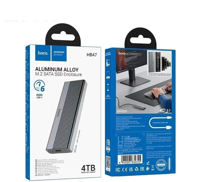 Hoco HB47 M.2 SSD Enclosure(USB3.1/6Gbps) metal gray - imagine 3
