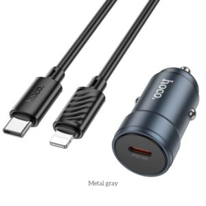 Hoco Z57 Glorious single-port PD30W car charger set(C to iP) metal gray