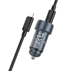 Hoco Z57A Glorious PD30W+QC3.0 car charger set(C to iP) metal gray